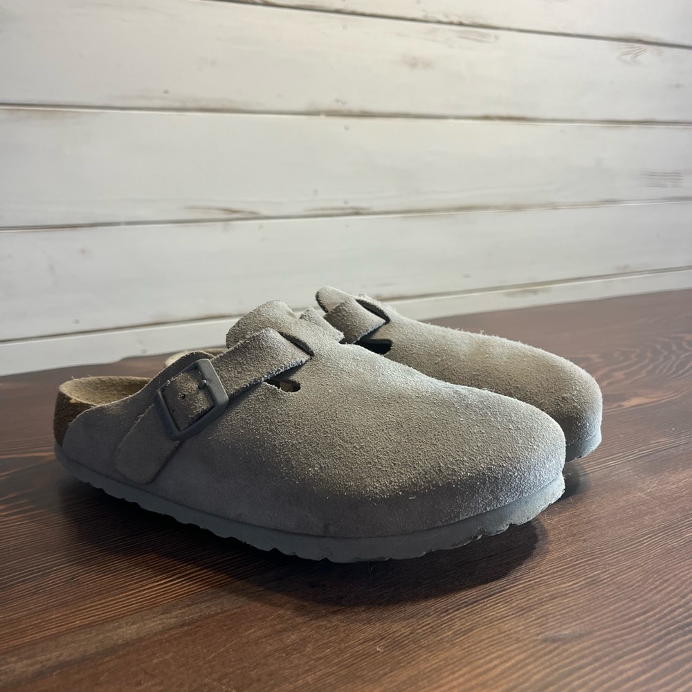 Birkenstock Gray Suede Mules